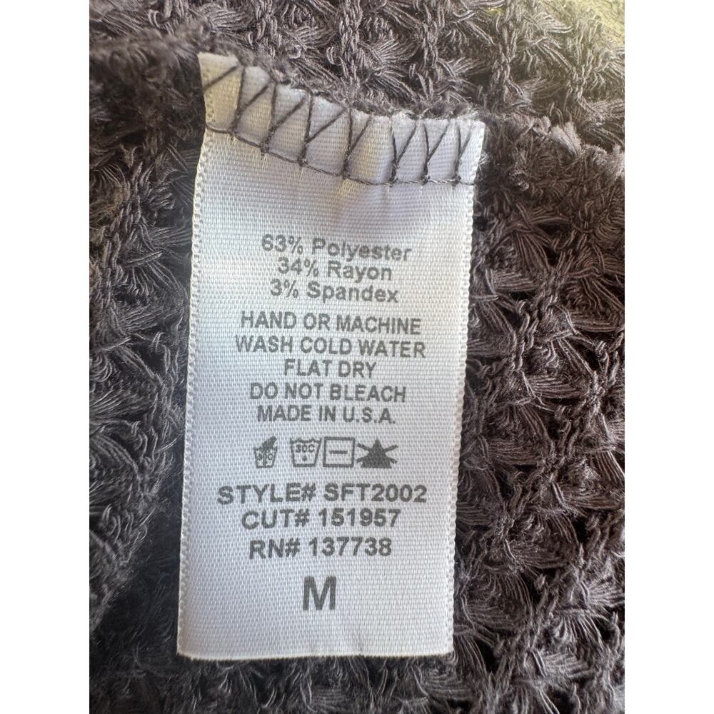 Pixley Gray Waffle Knit Open Cardigan Shawl Collar Pockets Size M - Picture 6 of 6